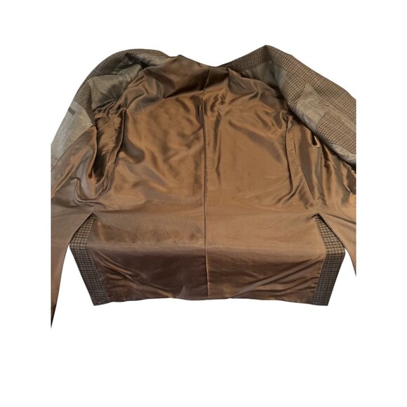 Ermenegildo Zegna Mens Brown Plaid Wool Blazer Jacket Size 46R Made In Spain - Picture 5 of 15